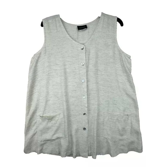 Basia Sleeveless Button Down Tunic Top with Pockets Casual Comfy Women's Size 12 - Picture 1 of 9